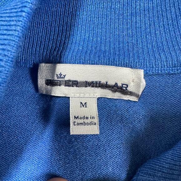 Peter Millar NWOT Crown Crest Quarter-Zip Sweater Blue Men's Size M Silk Cotton - Picture 5 of 11